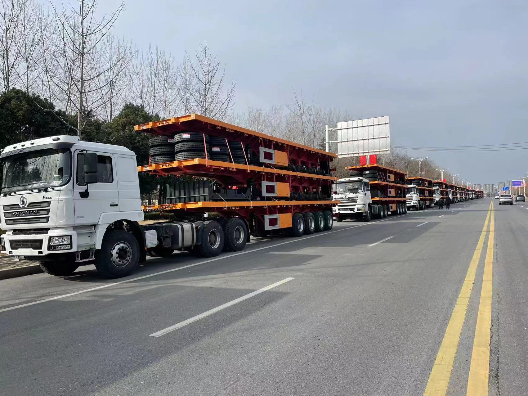 Trailer Semi Flatbed 4 Gandar siap dikirim ke negara Afrika