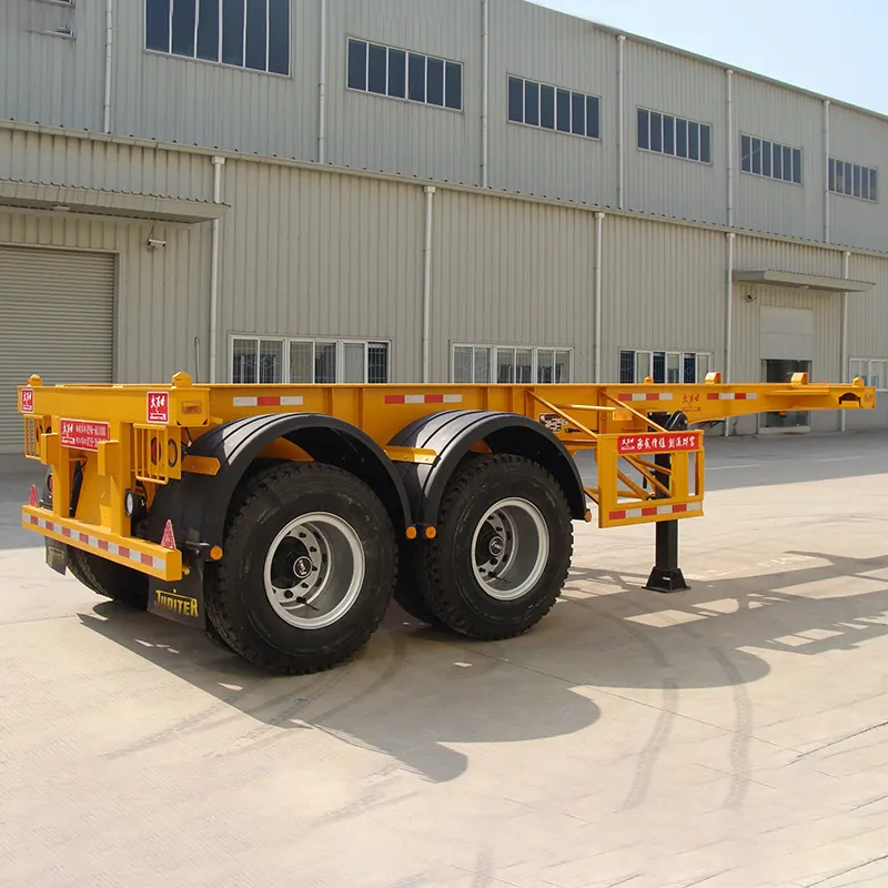 20ft 2-axle skeleton semi trailer dengan Landing Gear 19 inci